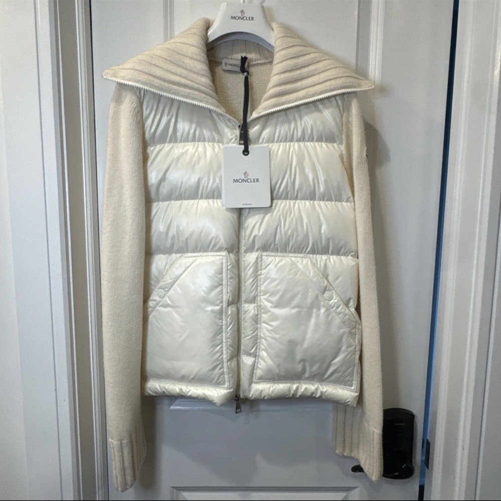 Moncler Cardigan Ivory Wool Jacket